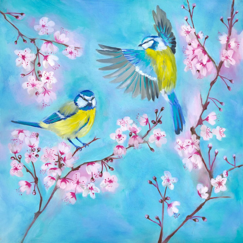 BLUE TITS ON BLOSSOM