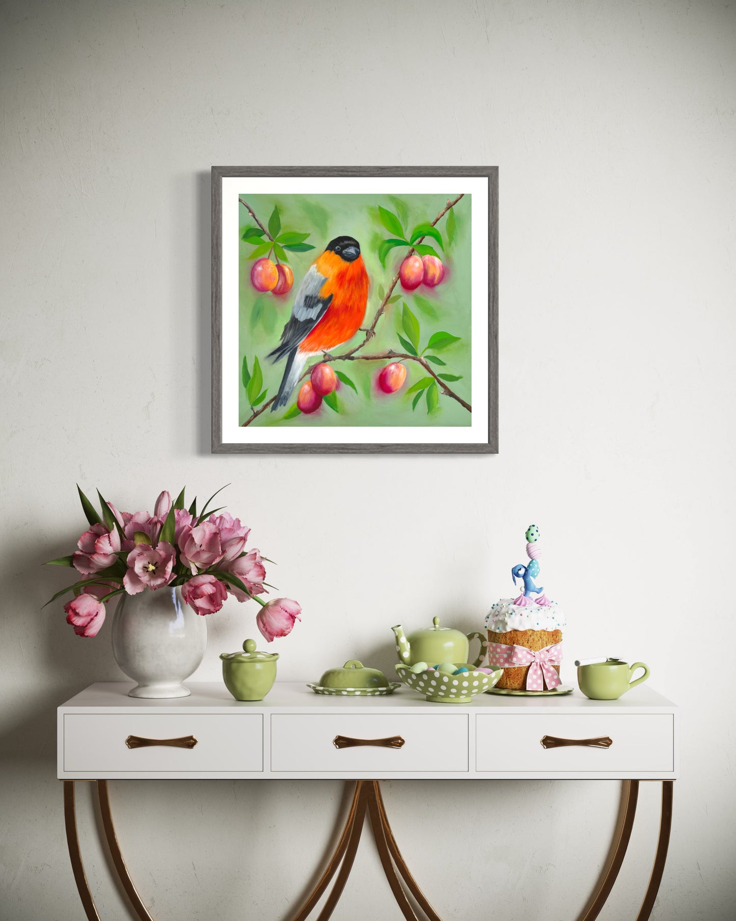 Bullfinch with Plums